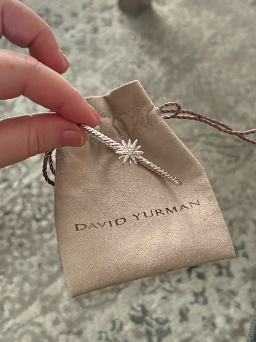 David Yurman Silver Cable Bracelet with Starburst Motif